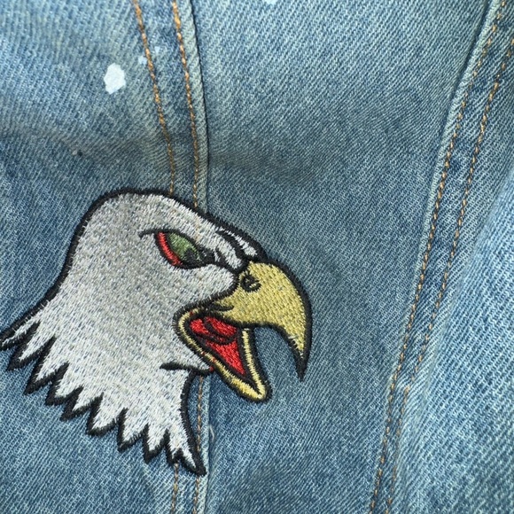 Born Fly Tint Wash Embroidered Jacket Denim Trucker Gadwall 2X Eagle New w Tags - Picture 12 of 13